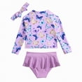 thumbnail image 6 of TOWED22 Toddler Baby Girls Rash Guard Swimsuit Long Sleeve 2 Piece Floral Bathing Suit Bikini Bottoms Infant Swimwear Purple,3-4 Y, 6 of 8