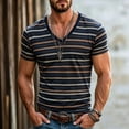 thumbnail image 5 of Mens T-Shirts Summer Lightweight Breathable Short Sleeve V Neck Loose Fit Casual Striped Shirt Streetwear, 5 of 5