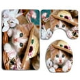 thumbnail image 1 of ABPHQTO Gato con sombrero de paja Juego de alfombras de baño de 3 piezas Alfombra de baño Alfombra de contorno y tapa de inodoro, 1 of 2