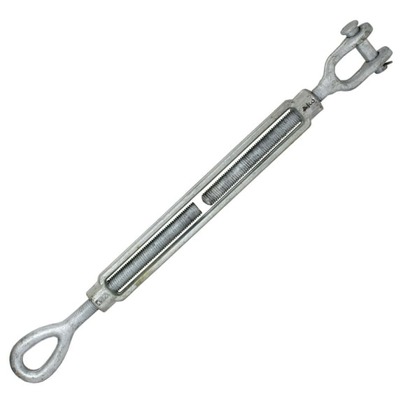 US Cargo Control 3/4 Inch x 12 Inch Jaw and Eye Galvanized Turnbuckle, Working Load Limit 5,200 Pounds, Uses: Tower, Suspension, Mining, Rigging, Tensioning