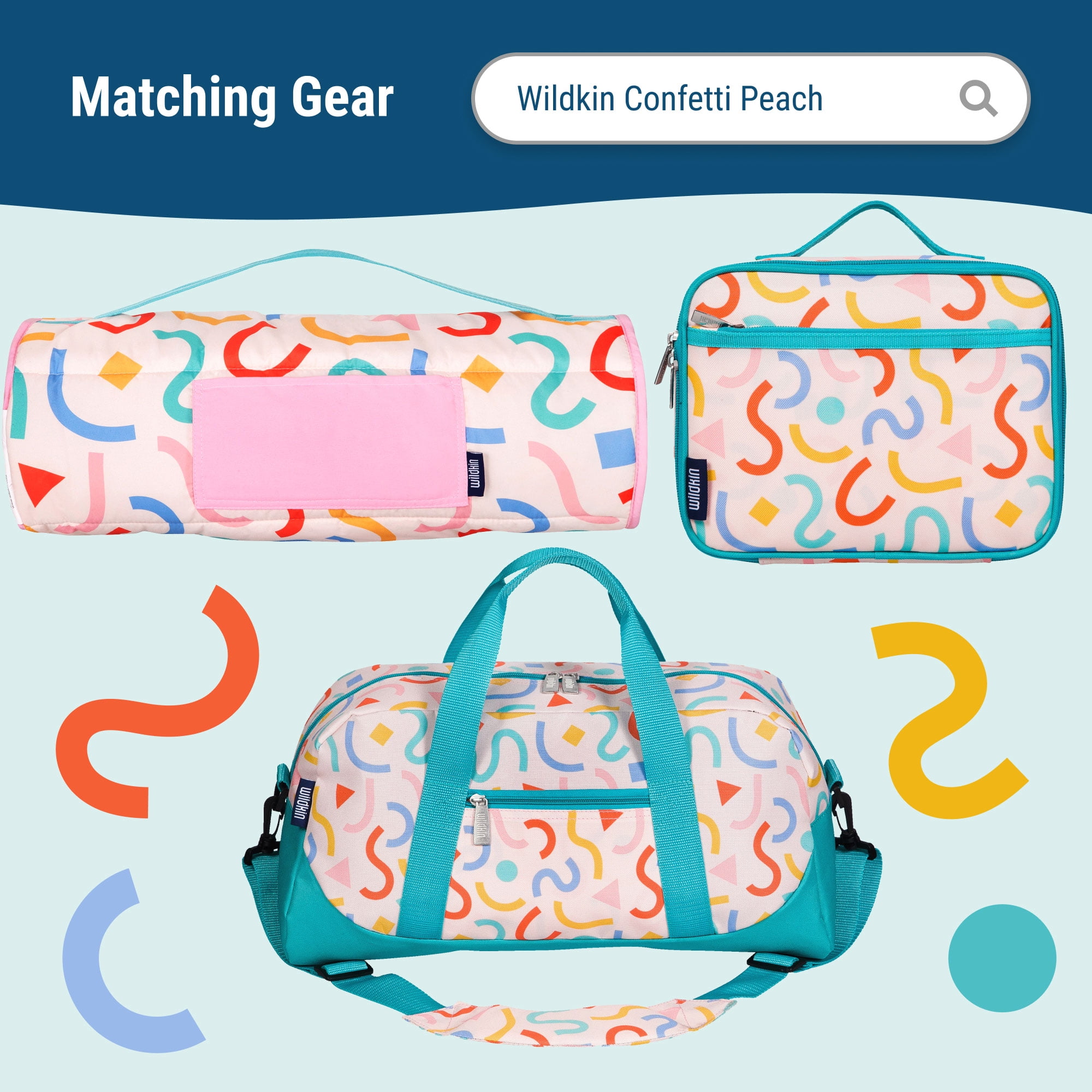 Wildkin Kids 12 Inch Backpack for Toddler Boys and Girls, Insulated Front Pocket (Confetti Peach)