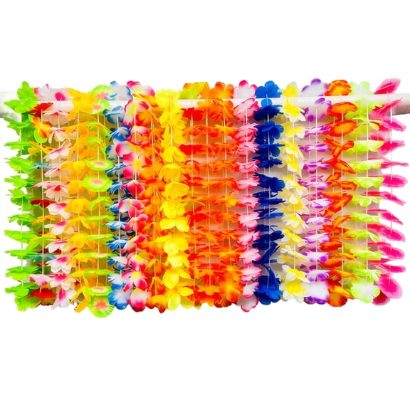 Hawaiian Lei, Colorful Multicolor Artificial Flower Lei, 1 Pack of Durable Soft Fabric Neck Wreath, For Luau Party Tropical Beach Festival Summer Celebration Halloween Costume Decor Themed Event Favo