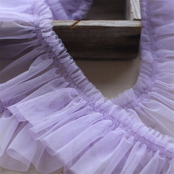 DIY Sewing Ruffle Trim, Soft Lace Trim, 10cm Lavender 5 Yards Lace Material Fabric for Dress Decoration
