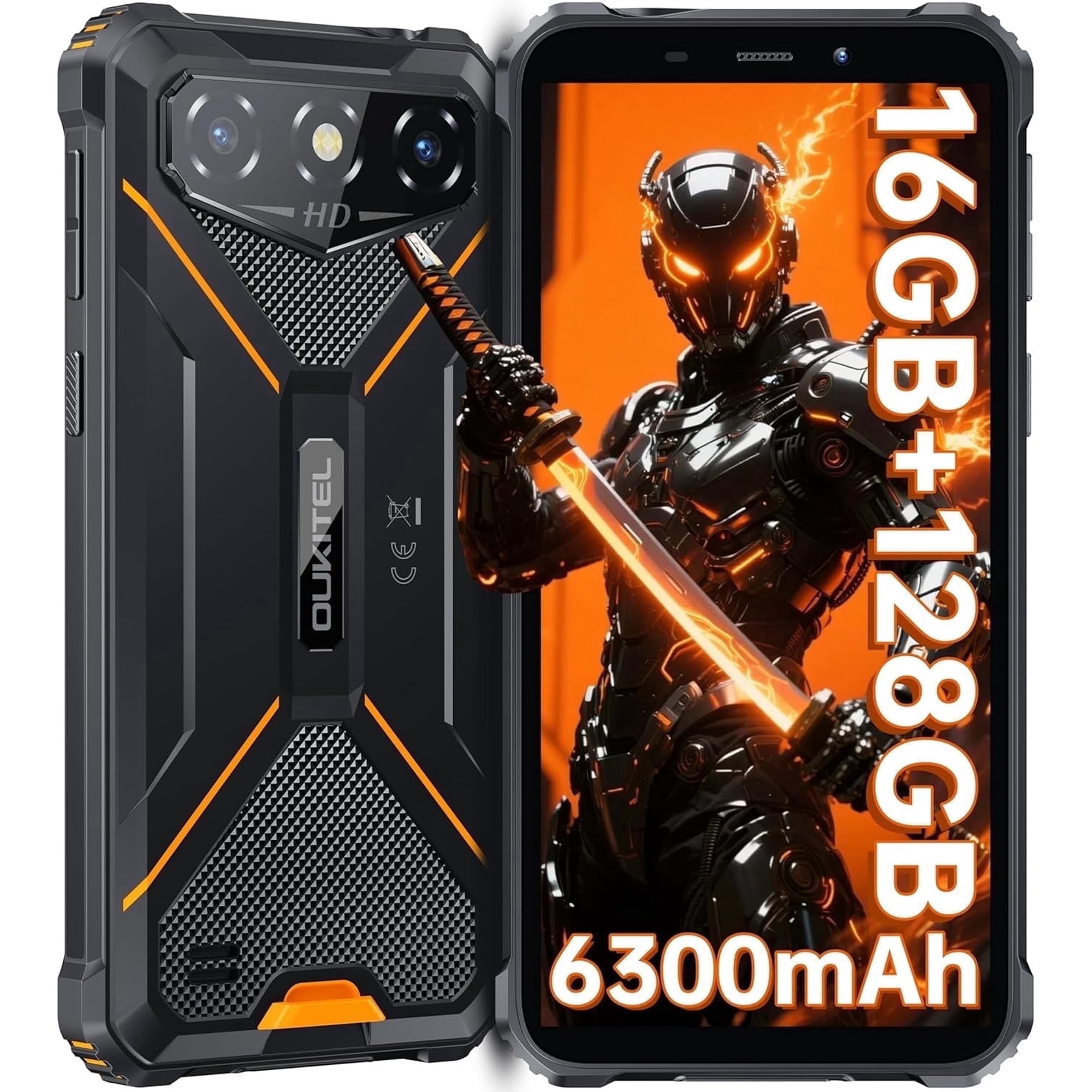 Oukitel G3 Rugged Phone Unlocked, 16GB+128GB/SD 1TB , 6" Hd+ Screen, 6300mAh Battery, IP68 & IP69K Waterproof, 13MP Camera,3.5mm Jack,Nfc/T-Mobile