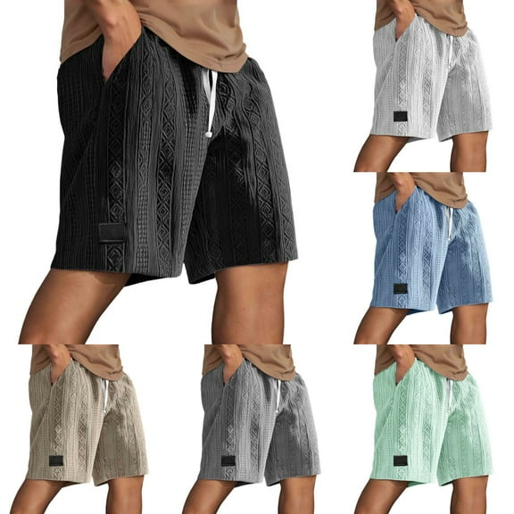 Hpapadks Mens Corduroy Shorts Casual Elastic Waist Drawstring Summer Beach Short