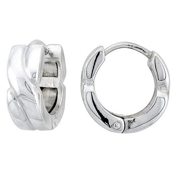 925 Sterling Silver Solid Italian Fancy Crisscross Huggie Hoop Earrings 15mm