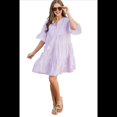 thumbnail image 3 of Vestido Camisero Informal de Mujer con Mangas Acampanadas, Cintura Fruncida y Rayas, Color , Talla M, 3 of 8