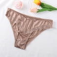 thumbnail image 2 of LNWUY Women's Fashion Solid Color Satin Silk Lace Hipster Panties Seamless Briefs Underwear Underpant Brown XL, 2 of 4