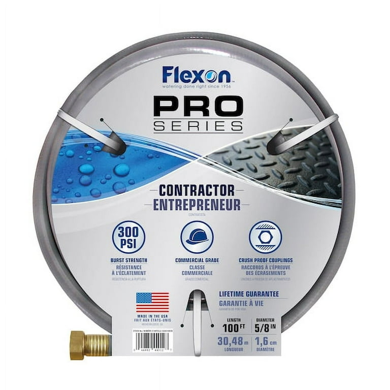 Flexon Pro Series 5/8 in. D X 50 ft. L Heavy Duty Contractor Grade Contractor Grade Hose Gray