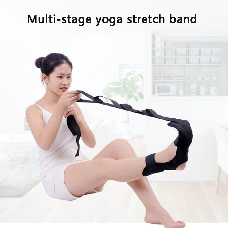 Yoga Ligament Stretch Belt Black Foot Drop Strap Leg Training Foot Ankle Correct 
