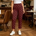 thumbnail image 2 of Women's Polka Dot Stretch Casual Pants Elastic High Waist Stright Leg Cropped Trousers with Pockets Yoga Workout Pants Streetwear Red, 2 of 6