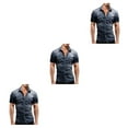 thumbnail image 4 of Qarigey Camisa de mezclilla para hombre Camiseta vaquera de manga corta con bolsillos, delgada, ligera y elástica Type4 NO4, 4 of 6