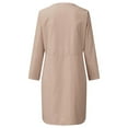 thumbnail image 4 of Cotton Linen Basic Maxi Dress Boho Style Ladies Crew Neck Half Sleeve Daily Suit, 4 of 9
