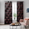 thumbnail image 6 of Kitchen Curtains 84 Inch Length 2 Panels, Red Black Cubes Grommets Window Treatment Curtain, Modern Geometric Abstract Art Thermal Curtains Drapes for Living Room/Bathroom, 6 of 9