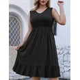 thumbnail image 2 of FOLUNSI Plus Size Summer Dress for Women Casual Sleeveless V neck Ruffled Swing Dresses with Pockets M-4XL, 2 of 5