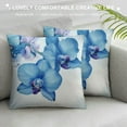 thumbnail image 3 of Nawypu  Flower Throw Pillow Cushion Cover, Orchids Natural Flowers Reflections on The Water for Spring Calming Art, Decorative Square Accent Pillow Case,Blue Purple, 3 of 5