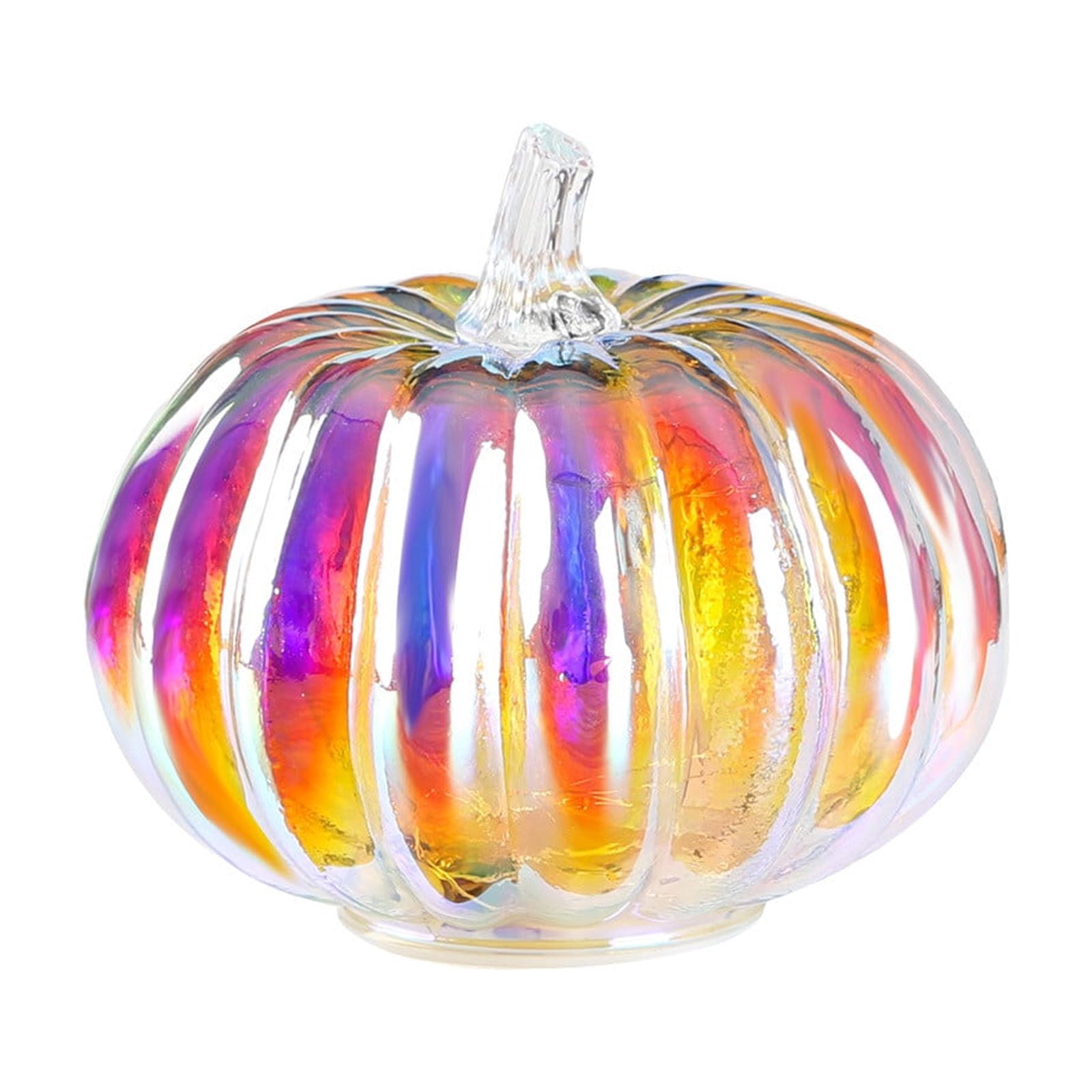Lumière LED Citrouille En Verre Scintillante - Décoration Table Halloween Et Automne - 15x15 Cm - Fonctionne Sur Piles - 5