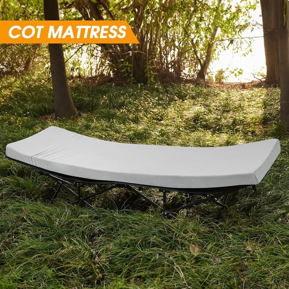 Camping Cot Mattress 2in Memory Foam Sleeping Pad, Soft Warm Non-Slip Camping Mattress Topper with Retaining for Adults, Portable Roll up Pad for Travel(75 X30) (only Mattress)