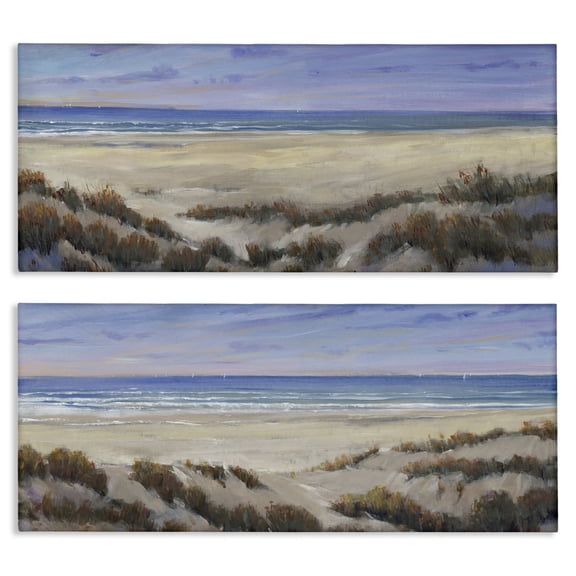 Stupell Industries Coastal Beach Terrain Landscape & Nature Painting Wrapped Canvas Art Print Wall Art, 24 x 10, Set of 2