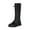 Z2-Black, variant on Girls White Riding Boots Fleece-Lined Gold Lace-Up Mid Calf Combat Boots PU Leather Side Zipper Punk Goth Boot, Knee-High Lug Sole Dress/School Shoes Black for Size 36