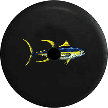 2018 2019 Wrangler JL Backup Camera Blue Yellow Fin Tuna Sport Fishing Charter Boat Spare Tire Cover for Jeep RV 33 (Best Recreational Boats 2019)