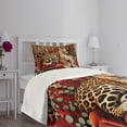 thumbnail image 3 of Ambesonne Leopard Quilted Bedspread Set 2 Pcs, Big Cat on Sectional Sofa, Twin Size, Red Apricot Dark Salmon, 3 of 5