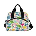 thumbnail image 2 of Meal Bag Large Capacity Handheld Lunch Bag Crossbody Insulated Bag for Office, Picnic, Travel Colorful Flamingo Pattern, 2 of 6