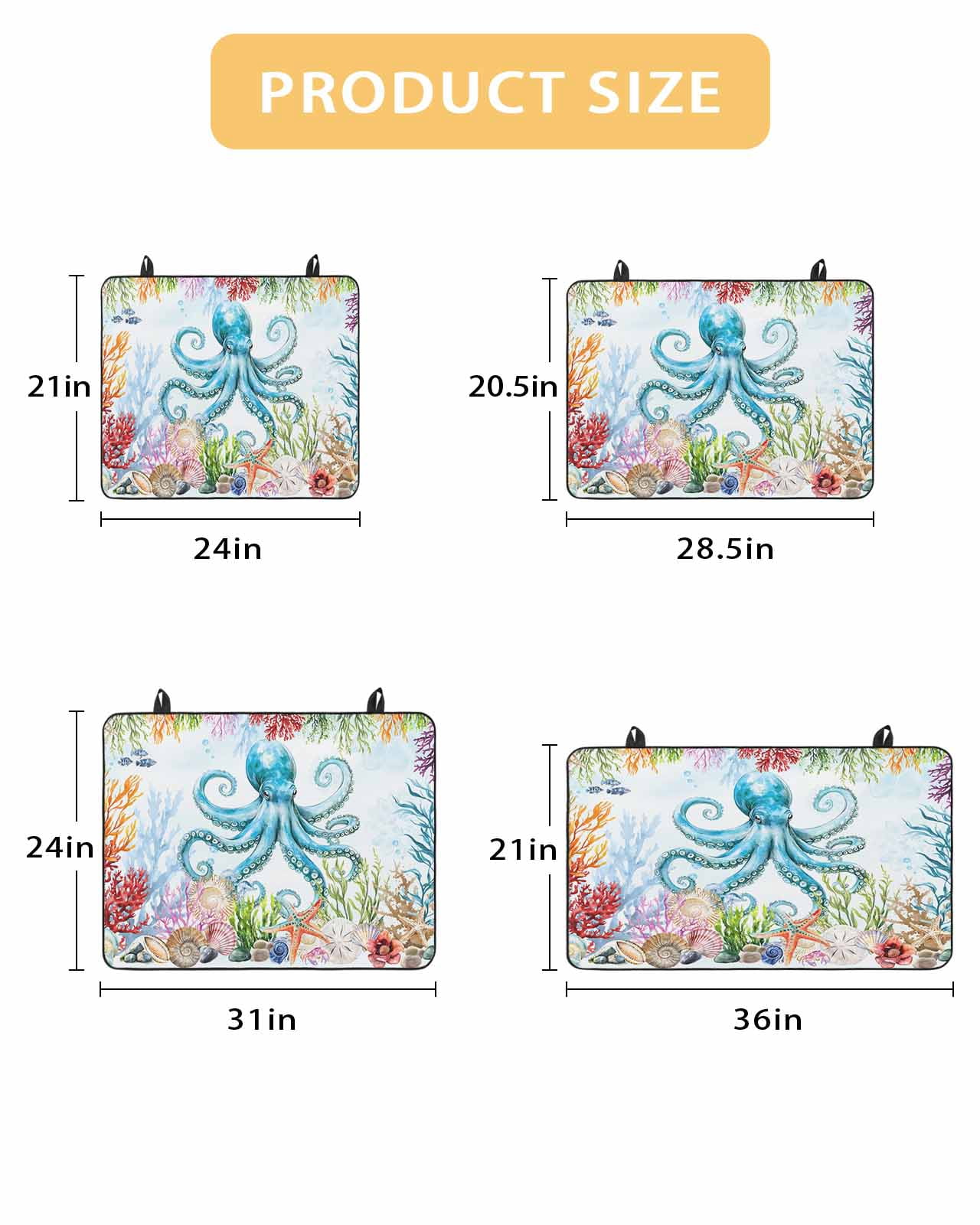 nqOlkjepod Large Induction Cooktop Protector Mat 24"x21", Octopus Coastal Stove Top Covers for Electric Stove, Blue Nautical Summer Beach Ocean Stove Burner Cover Mats, Glass Top Stove Cover