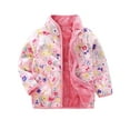 thumbnail image 2 of ATAIKU Toddler Baby Girl Polar Fleece Jacket Printed Zip Up Spring Fall Warm Coat Kids Outerwear - 1 Pcs Pink Flowers, 2 of 10