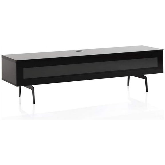 SONOROUS Studio ST-360 I/R Friendly Wood and Glass Modern TV Stand with Spike Metal Legs for Sizes up to 75" (Modern Design Cabinet for Your Audio/Video Components and Consoles) - Black