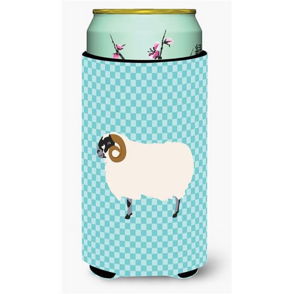 Scottish Blackface Sheep Blue Check Tall Boy Beverage Insulator Hugger