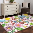 thumbnail image 3 of Children's Day Area Rugs 3'x5', Washable Small Throw Rugs for Living Room Bedroom, Cartoon Cute Flowers Leaf Pink Plaid Indoor Outdoor Rug Non-Slip Low Pile Carpet Runner Reversible Floor Mats, 3 of 8