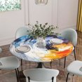 thumbnail image 5 of Oil Painting Round Tablecloth for 45-54 Inch Tables,Fitted Table Cover with Elastic Edge,Modern Abstract Colorful Smear Aesthetic Waterproof Outdoor Table Cloth Protector for Patio Garden Dinner, 5 of 9