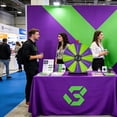 thumbnail image 2 of WinSpin 24" Display Prize Wheel Purple & Green DIY Tabletop 12 Slots Modular Custom Spinning Wheel for Pop Up Trade Show, 2 of 9