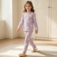 thumbnail image 6 of Amidoa Girls 2 Piece Outfits Fall Winter Clothes Print Soft Long Sleeves Top and Pants Kids Clothing Sets Purple Size 4-5 Years, 6 of 7