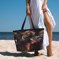 thumbnail image 4 of Yiaed Cool Tiger Print Large Capacity Beach Travel Bag - Waterproof Zipper Vacation Tote for Sandproof Storage, and Camping, 4 of 5