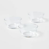 8oz 3pk Plastic Mini Bowls - Clear Snack Bowls, Dishwasher-Safe, Small Round Dining Set