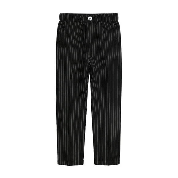 Infant Jeans Toddler Kids Big Boy Fashion Cute Solid Color Stripe Casual School Uniform Suit Pants Trousers New Full Length Pants Black 3-4T