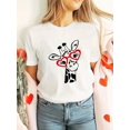 thumbnail image 1 of Short-Sleeved, Valentine'S Day Giraffe Print T-Shirt, Knitted Round Neck, Trendy And Stylish, Flattering Fit, Regular Length for All Seasons For Adult, Men, Women, Teen, Teenager, Adolescent, Youth, 1 of 6