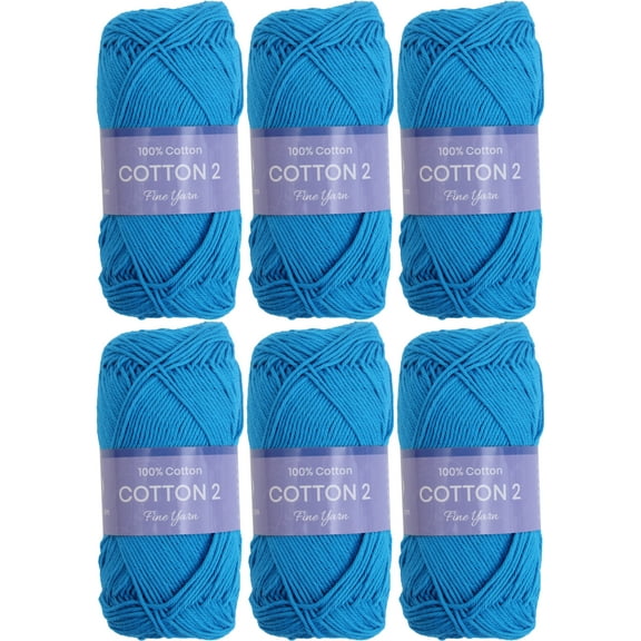 6 Pack Threadart 100% Pure Cotton Crochet Yarn Size 2 | Dark Aqua | 50 gram Skeins | Fine #2 Yarn | 165 yds per Skein