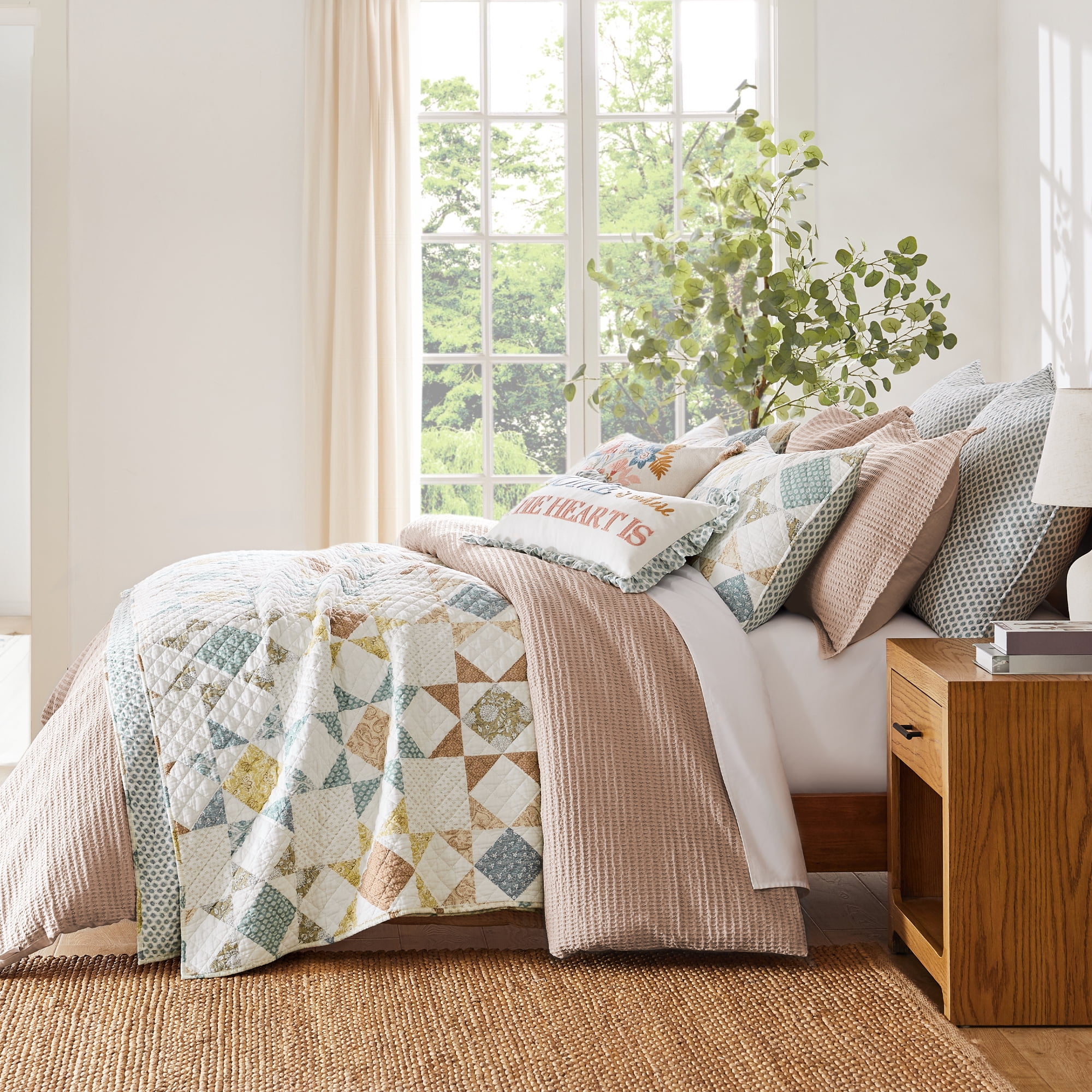 Levtex Home - Cloud Waffle Comforter Set - Twin Comforter + One Standard Pillow Case - Waffle Weave - Blush - Comforter (68 x 88in.) and Pillow Case (26 x 20in.) - Cotton
