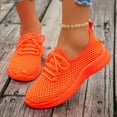 thumbnail image 6 of Sneakers for Women Lightweight Mesh Lace up Outdoor Running Shoes Casual Slip on Soft Sole Walking Shoes Breathable Athletic Shoes Orange Size 9, 6 of 9