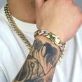 thumbnail image 4 of Nuragold 10k Real Yellow Gold Royal Monaco 13mm Miami Cuban Diamond Cut Pave Link Bracelet (8"-9") Two Tone Italian Jewelry for Men, 4 of 8