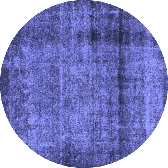 Ahgly Company Machine Washable Indoor Round Abstract Blue Modern Area Rugs, 7' Round