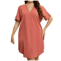 IROINNID Summer Dresses for Women , Plus Size Wedding Guest Knee Length Dresses for Women with Short Sleeve and V-Neck Summer Outfits Dress