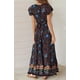 thumbnail image 5 of Vestido largo bohemio con estampado floral, cuello en V, manga corta, abertura para fiesta en la playa para mujer, 5 of 8
