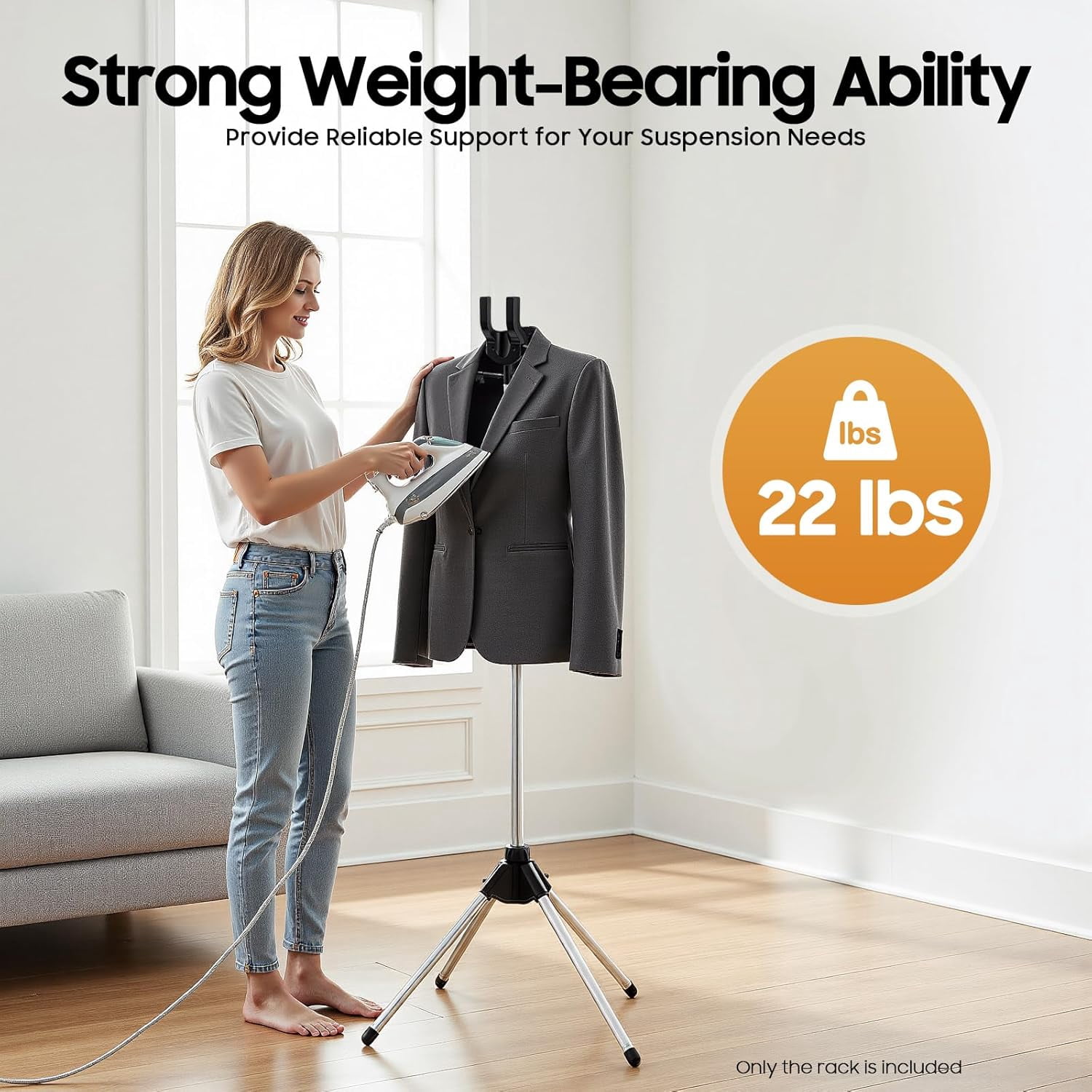 Steamer Stand for Clothes, Height Adjustable Handheld Steamer Hanger with Clips, Folding Garment Steamer Rack for Homes, Clothing Stores