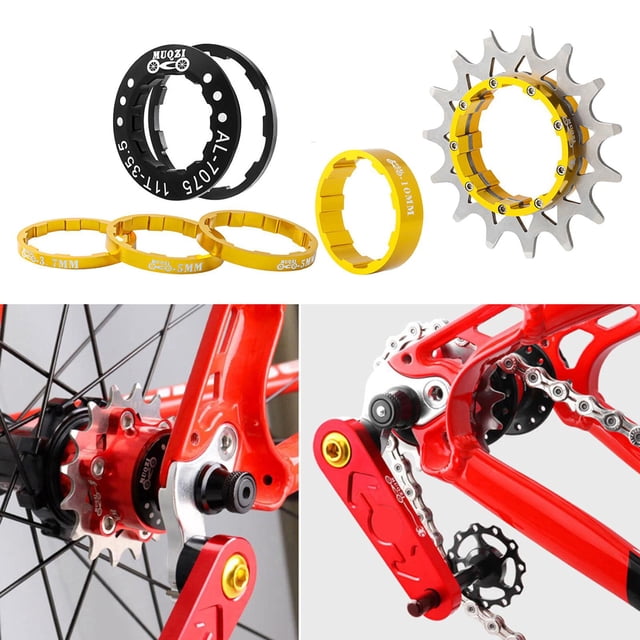 Cassette Simple 15T Ensemble de Pignons Simples Cassette de Conversion Pièces en Acier Inoxydable Pignon Fixe 15 pour Remplacement de Vélo de Montagne, Or Doré