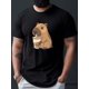 thumbnail image 1 of Men'S Summer Casual Crew Neck T-Shirt with Cute Capybara Drinking Milk Tea Print, 100% Cotton Knit Fabric, Slight Stretch, Regular Fit, Geometric Pattern, 150gsm - Blue, Casual Sporty Tee, Comfy Tee, 1 of 6