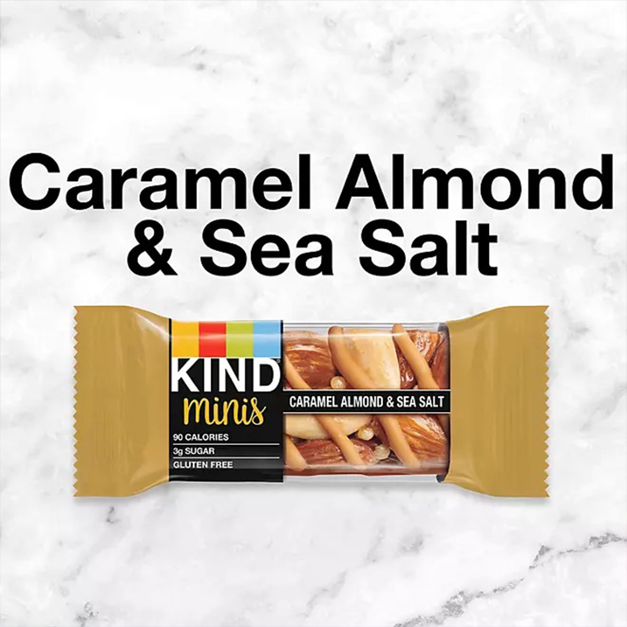KIND Minis Caramel Almond & Sea Salt Flavored Mini Snack Bar, 0.7 Oz Per Bar, 9 Pack